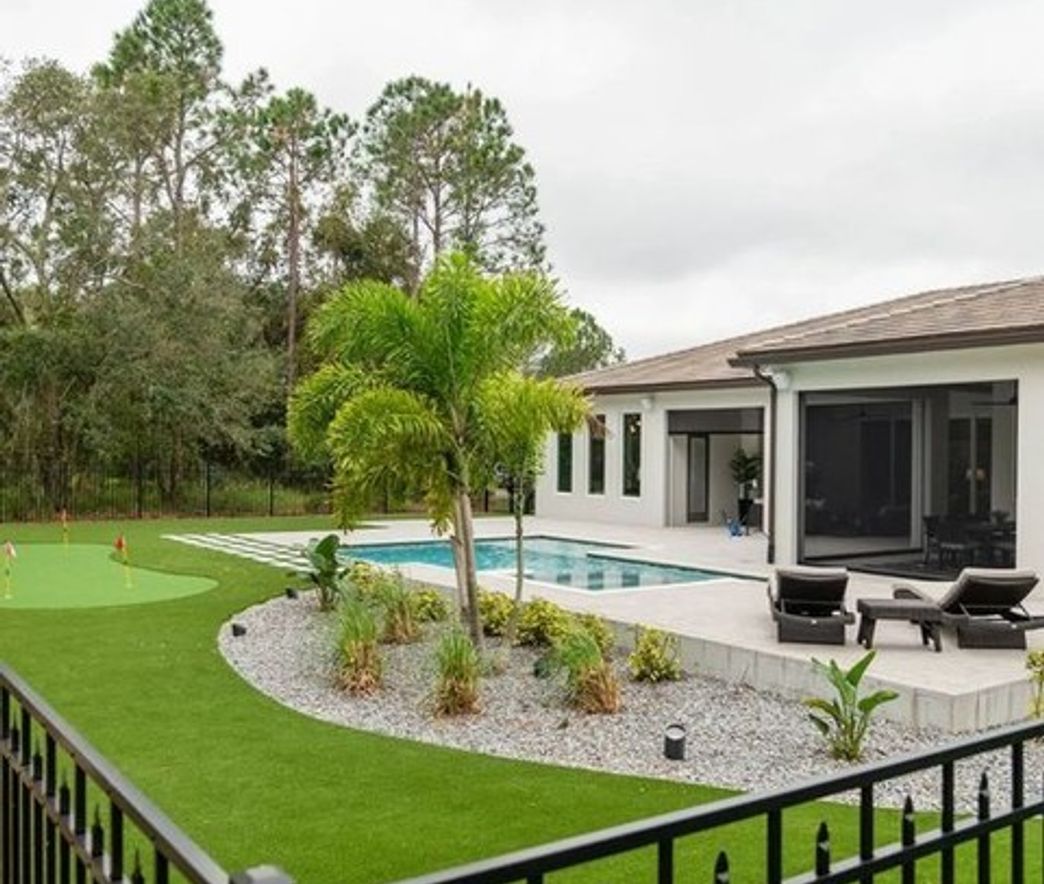 Beautiful garden and landscape with flowers